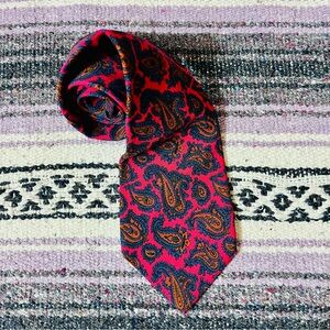 VTG 1980s Paisley Red and Blue Tie